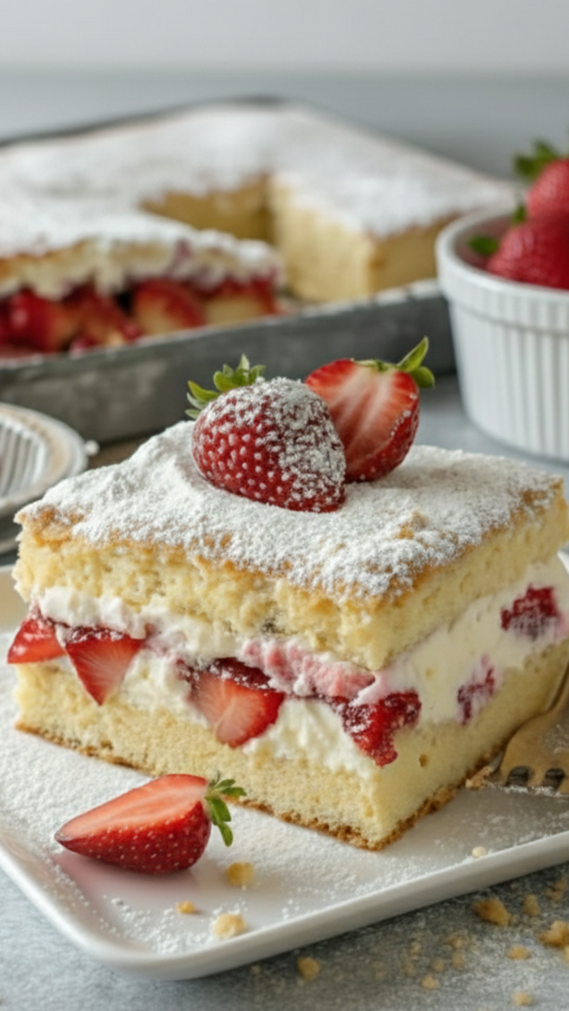 Gâteau aux fraises et crème chantilly, génoise moelleuse garnie de fraises fraîches