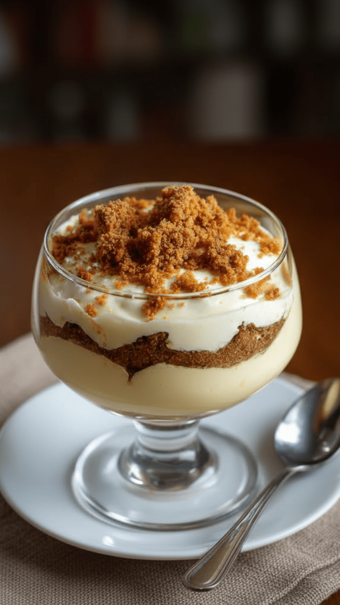 Verrines café crème garnies de biscuits émiettés façon tiramisu