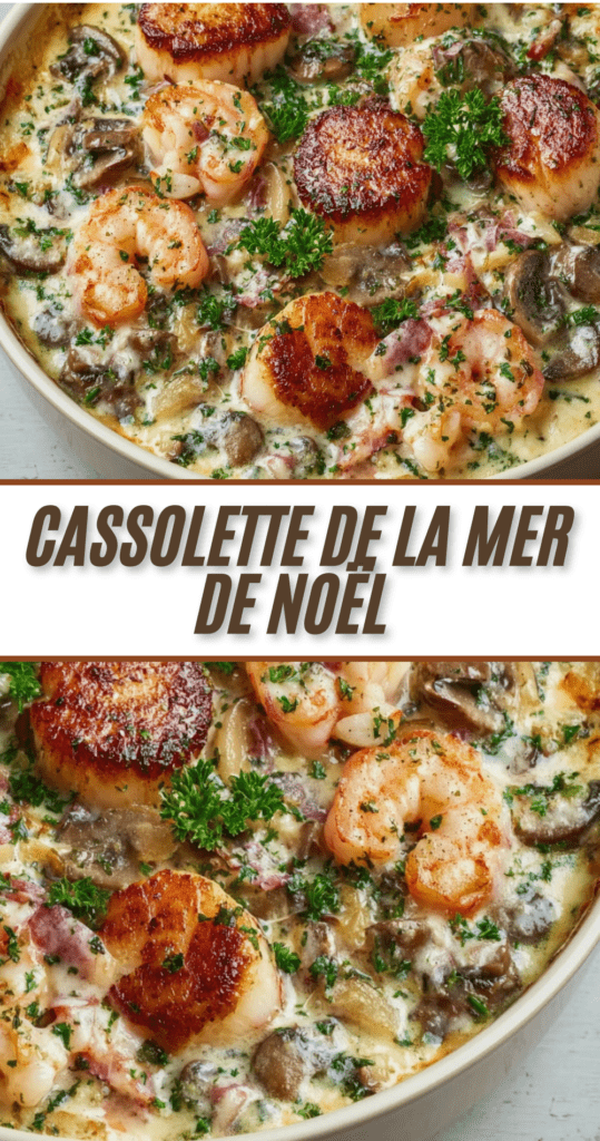 Cassolette de la mer de Noël crémeuse et gratinée