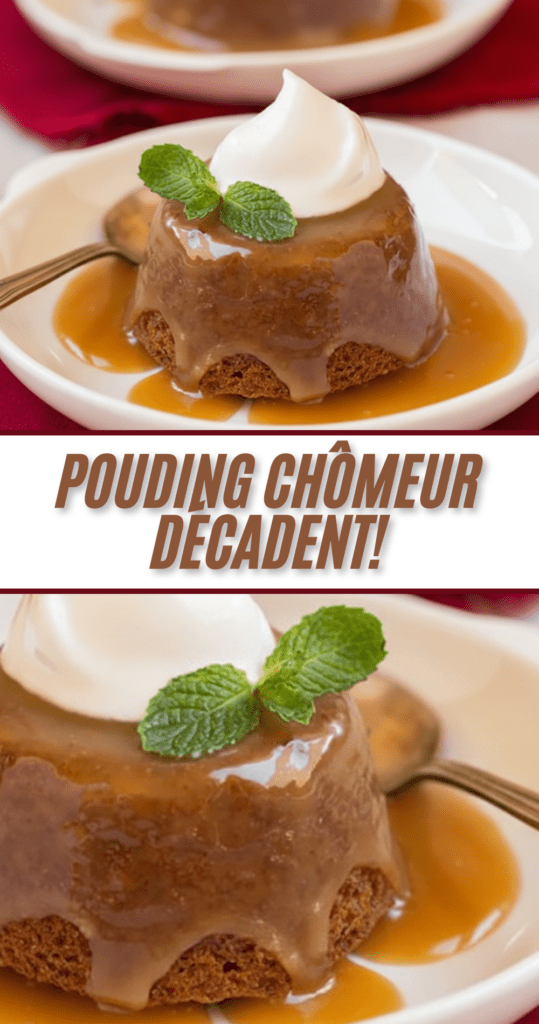 Pouding chômeur décadent à la cassonade, servi chaud et nappé de sauce caramel