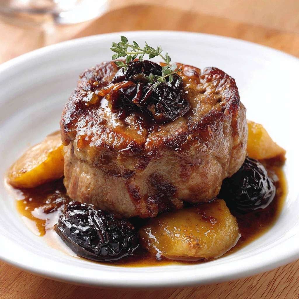 Assiette de paupiettes de veau farcies aux pruneaux nappées de sauce brune avec carottes