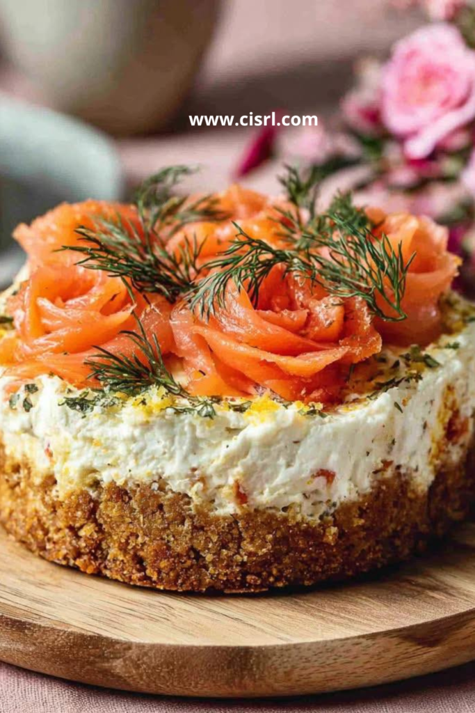 Mini cheesecakes salés au saumon fumé et à l’aneth sur base de biscuits, présentés en entrée festive