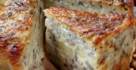 cake salé aux pommes, camembert et noix