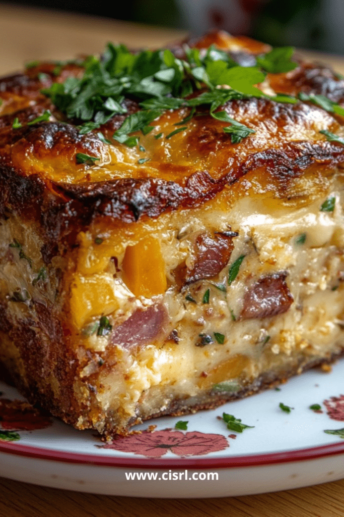 Gratin de légumes et jambon anti gaspi doré au four dans un plat familial